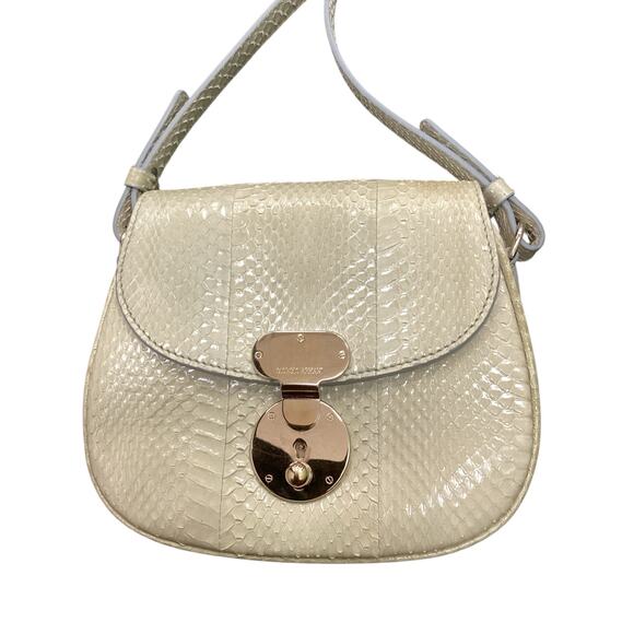 Giorgio Armani Purse Womens Crossbody Snakeskin Gold Hardware Inside PocketCream
